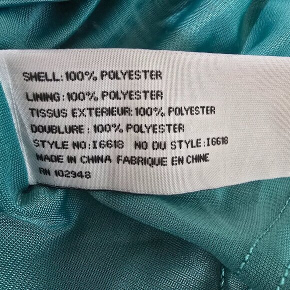 TULLE TEAL KNEE LENGTH DRESS  LINED  FRILLY VERTICAL RUFFLES WOMENS SIZE SMALL - Picture 2 of 7